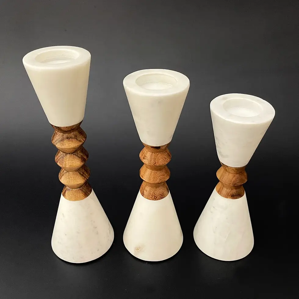 Thumbnail: Set of 3, Marble Tealight candle Holder 10", 9" and 8"