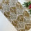 Thumbnail: Handmade table runner, gold and silver on white, hand beaded runner, 13x36inch