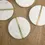 Thumbnail: Set of 4, Natural White round Marble with metal inlay, coaster set, 4.5x4.5 inch
