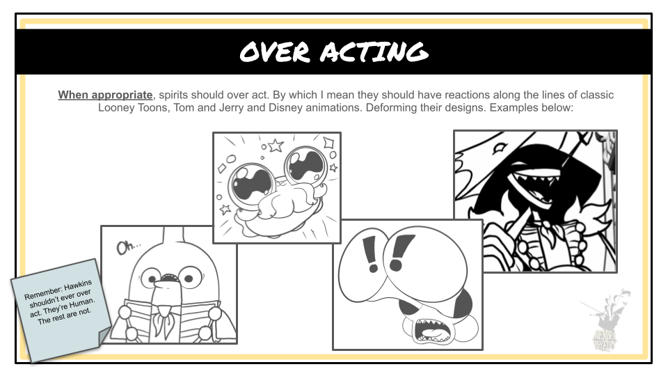 A page from the MoTR Animation and Design Guide going into Over Acting.