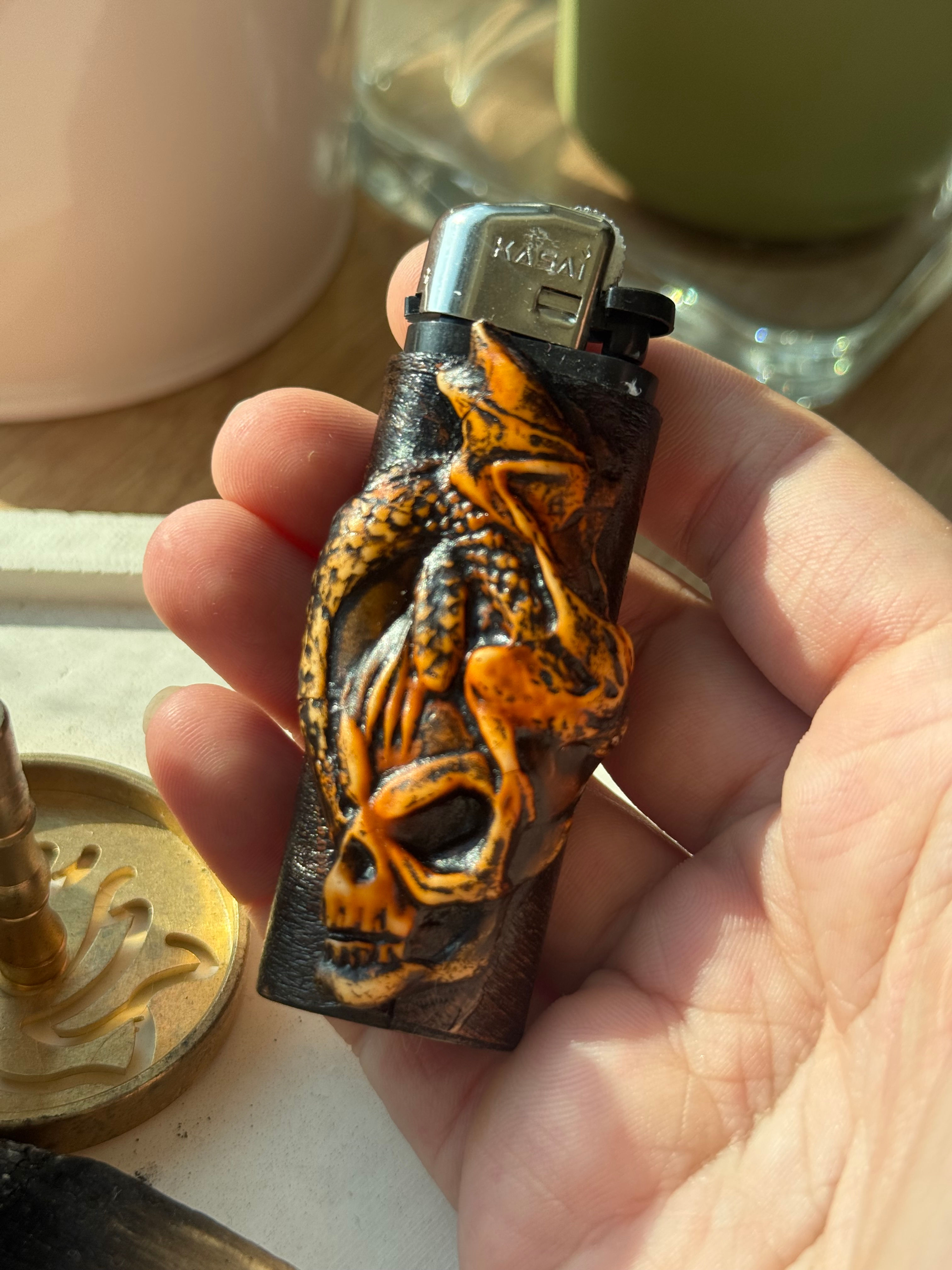 Etnik Çakmak Kılıfı Ve Çakmak Ejderha Kurukafa 