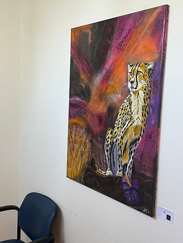 Painting of a cheetah with colorful background AC Brune FineArt Web