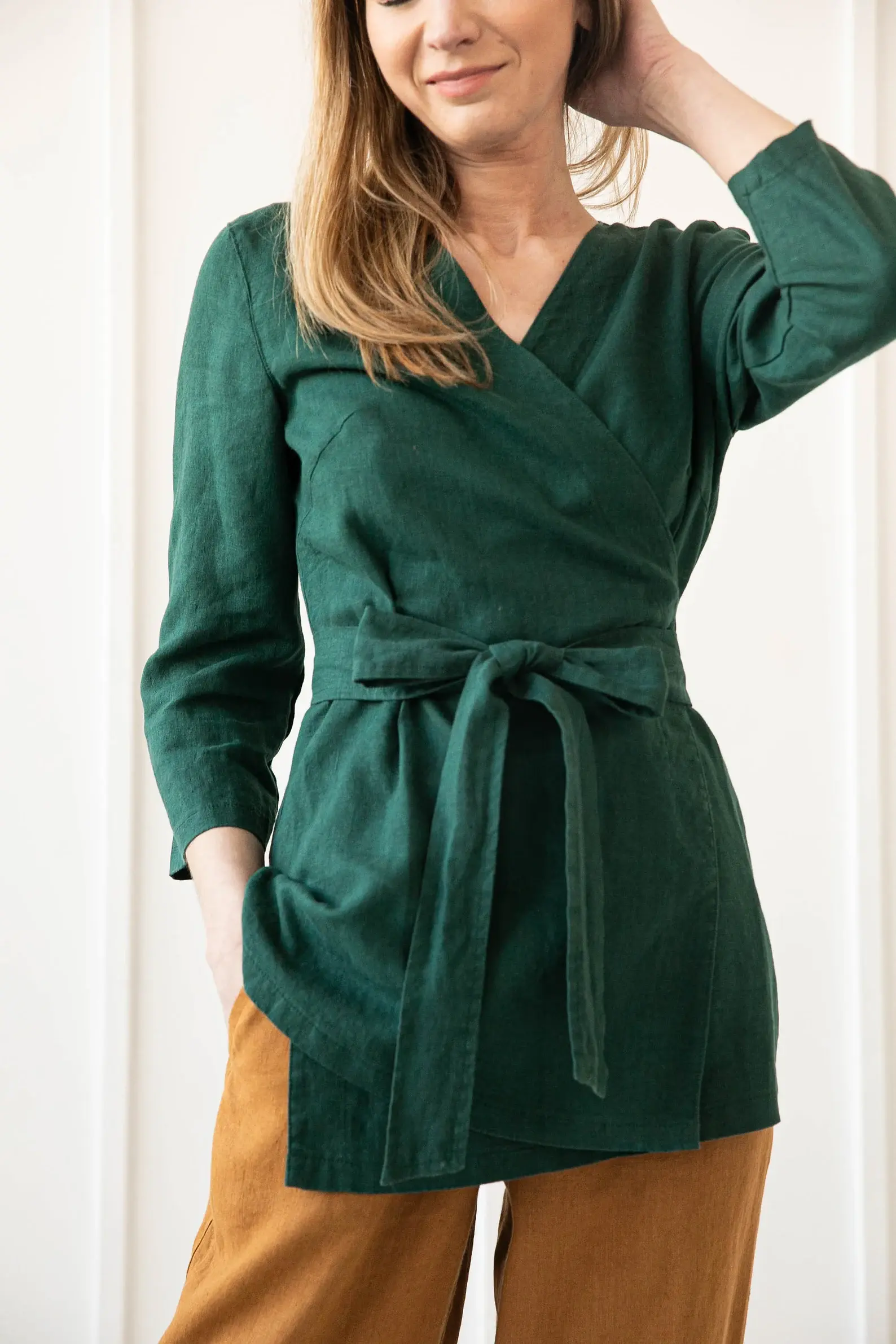 Relaxed Linen Wrap Tunic