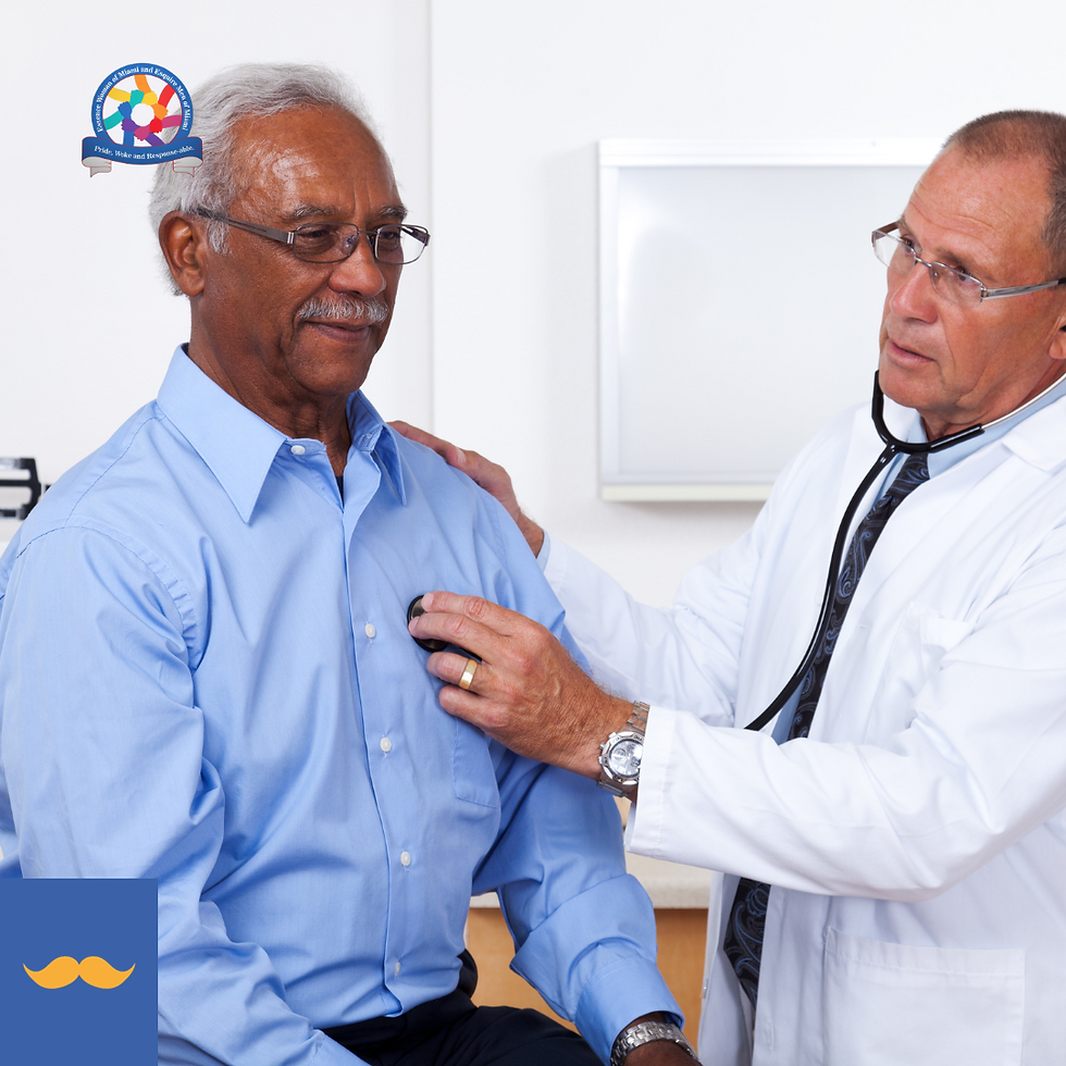 A doctor examining a black man's chest