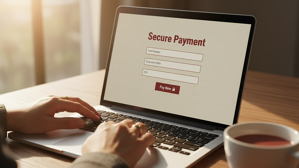 Close-up view of a secure online payment page on a laptop