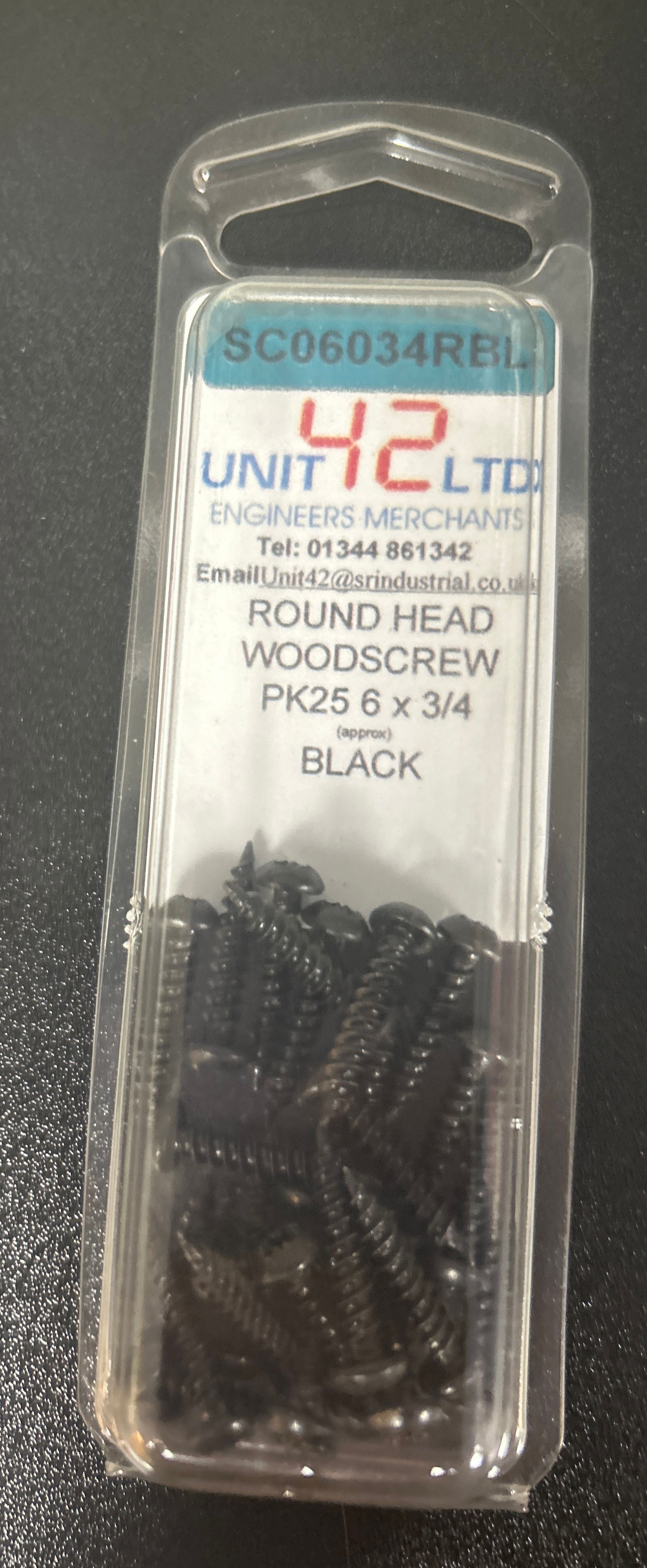 Round head pozi screw pk25 6 x 3/4 Black