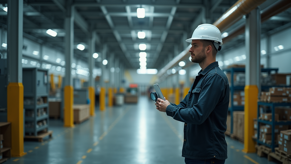 Eye-level view of a workplace safety inspection