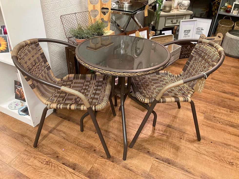 DAB Design - PVC Wicker Effect Glass Top Garden Table & Chairs