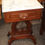 Thumbnail: Vintage Victorian Mahogany Marble Top Harp Lyre End Table