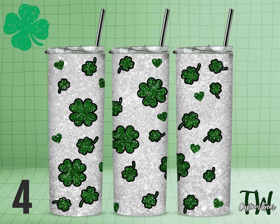 Thumbnail: St. Patrick’s Day Shamrock 20oz Stainless Steel Skinny Tumblers