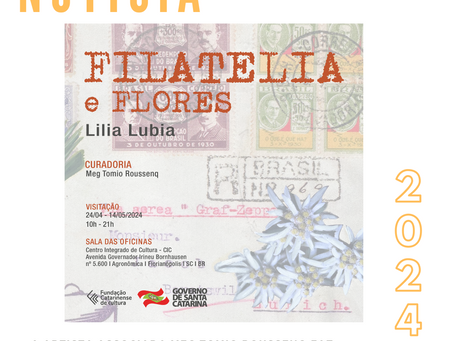 A artista associada Meg Tomio Roussenq faz a curadoria da exposição "Filatelia e Flores", da artista Lilia Lubia!