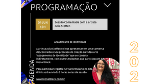 A artista associada Júlia Steffen faz fala sobre seu processo artístico na Bienal Black Brazil, de forma virtual