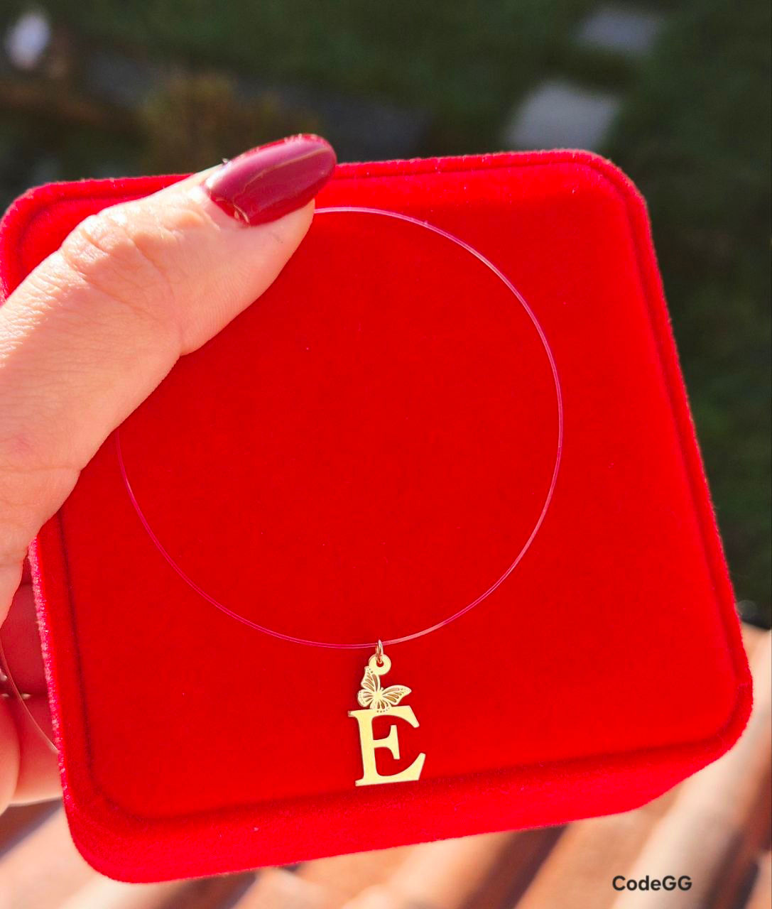 Golden Initial Floating Necklace