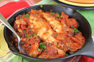 Pan-Fried Chicken with Tomato and Bacon Sauce