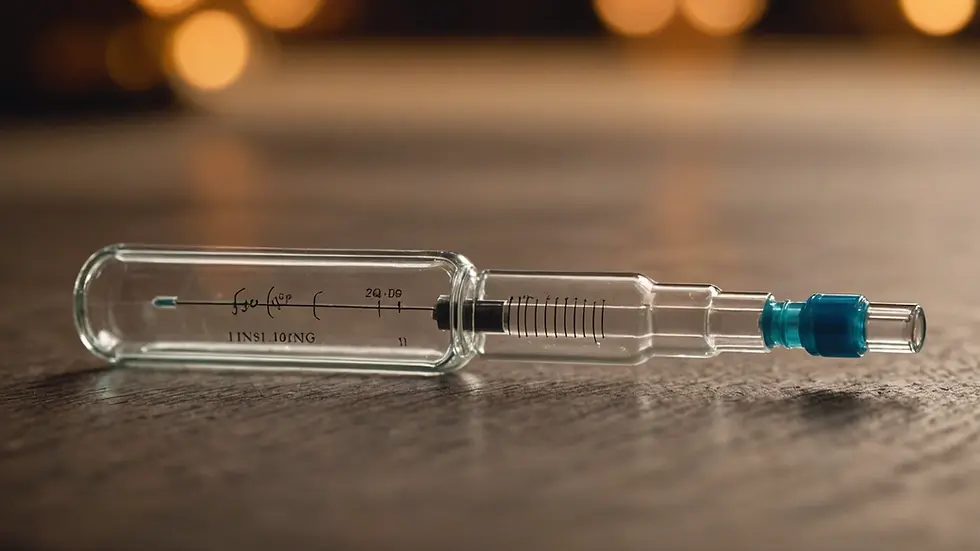 Close-up view of a vintage glass insulin syringe