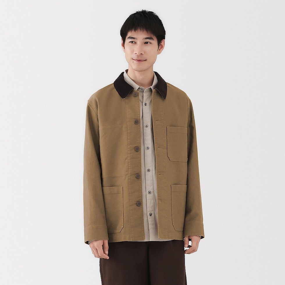 Thumbnail: Mens Kapok Blended Corduroy Collar Work Jacket