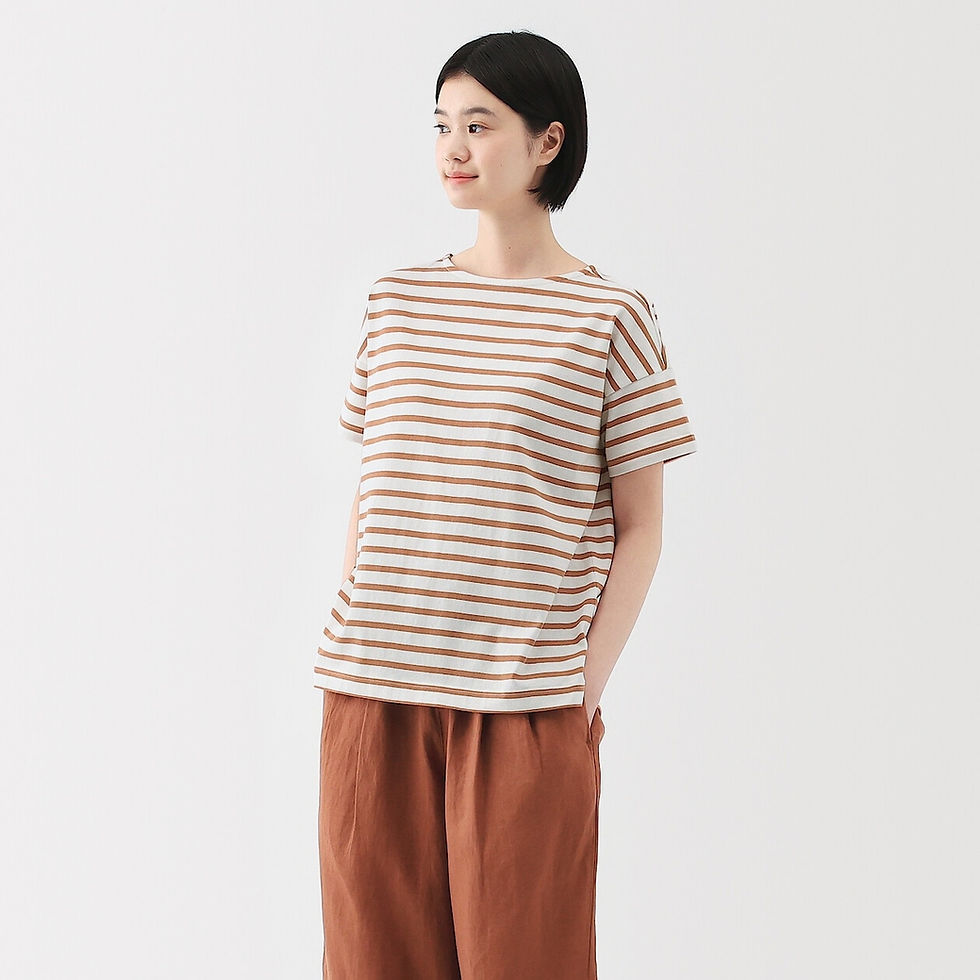 Thumbnail: Womens Striped Boat Neck Short Sleeve T-Shirt