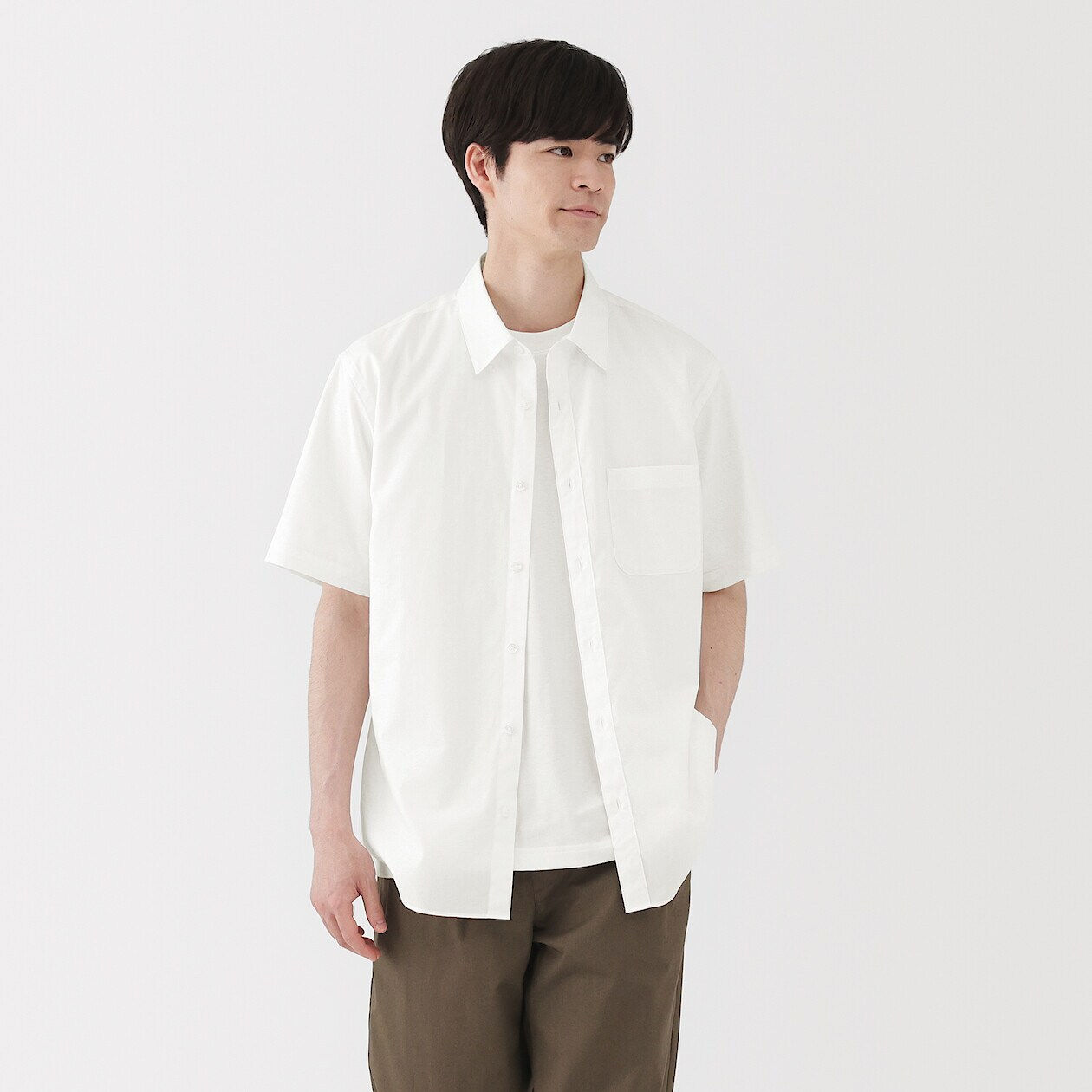 [A] Mens Washed Broadcloth Short Sleeve Shirt