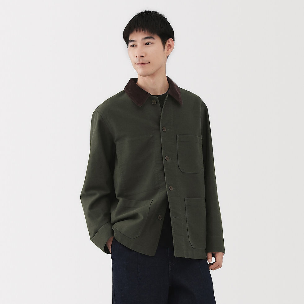 Thumbnail: Mens Kapok Blended Corduroy Collar Work Jacket