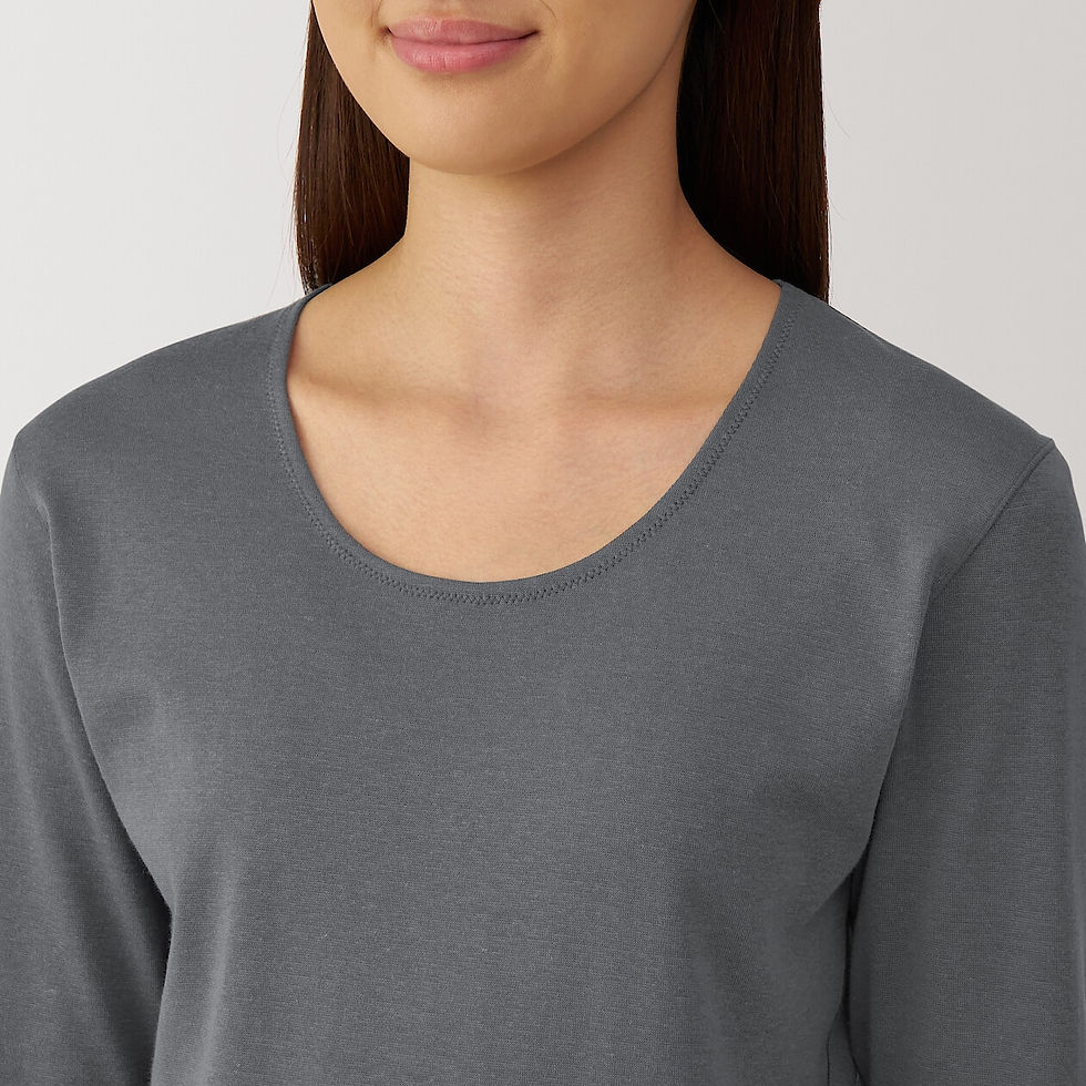 Thumbnail: Womens Warm Thick Cotton U-Neck T-Shirt