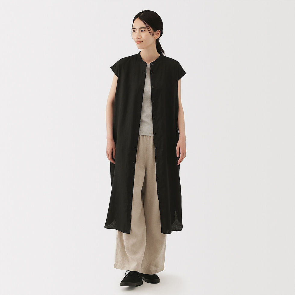 Thumbnail: Womens Washed Linen French Sleeve Dress