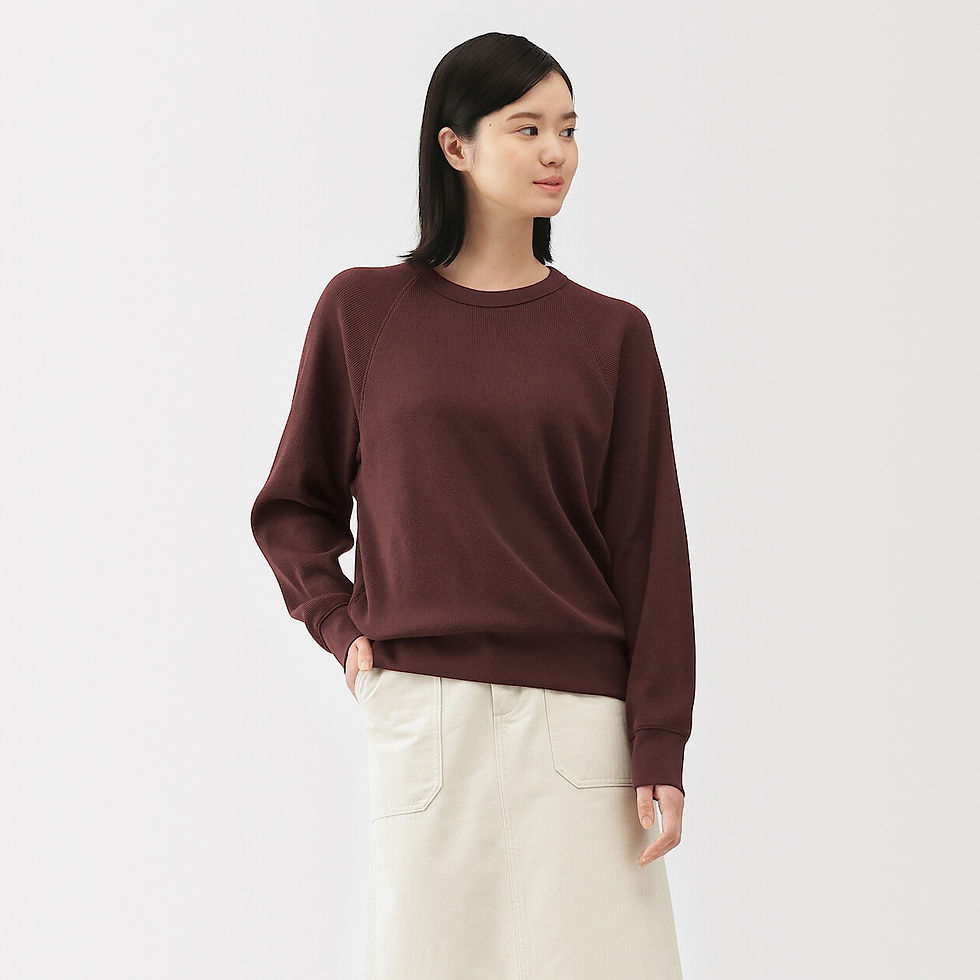 Thumbnail: Womens Waffle Crew Neck Long Sleeve T-Shirt