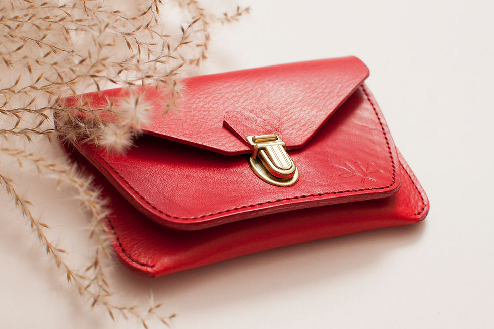 Miniature : Portefeuille Paimpol - tannage végétal rouge