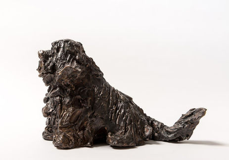 bronze dog sculpture by yael erlichman