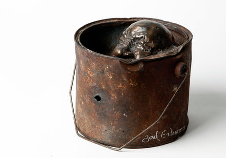 ראש בתוך קופסה - יציקת ברונזה, יעל ארליכמן