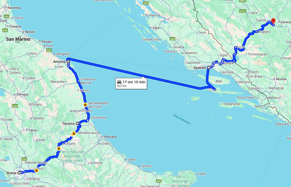 Servizio diretto da Roma - Ancona a Vitez e ritorno.