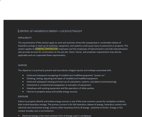 Construction - Control of Energy and Lockout Tagout | safetyresource101