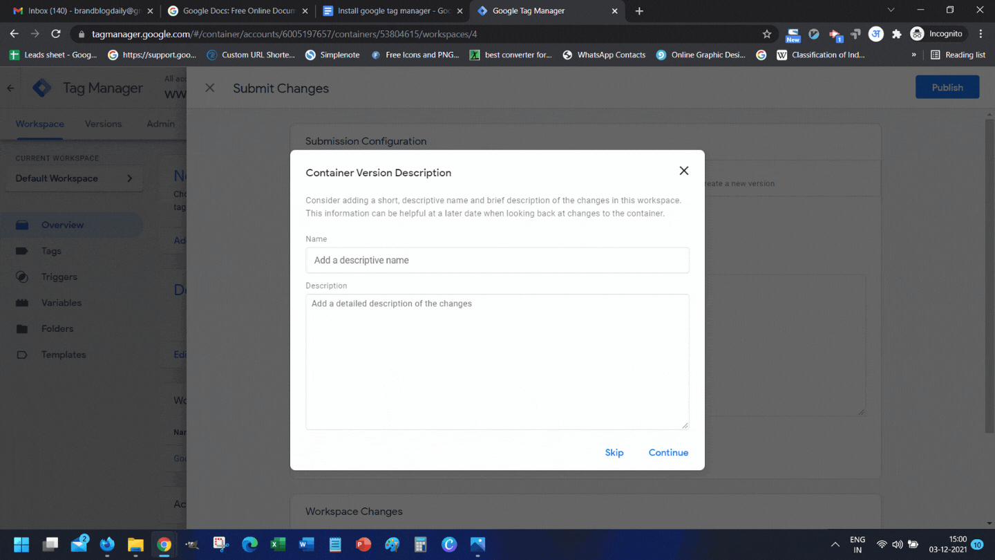 Google Tag Manager - Add a description
