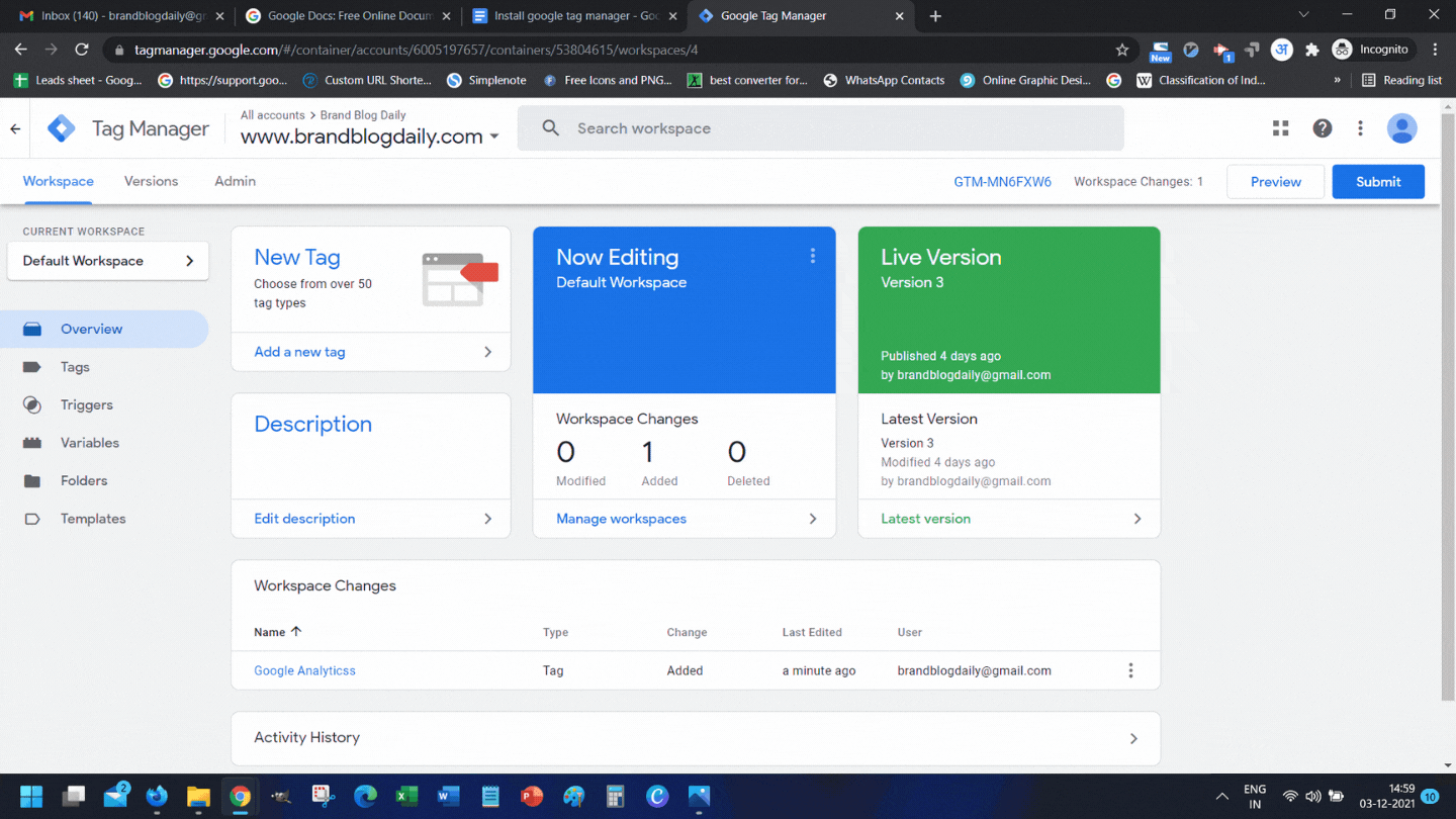 Google Tag Manger - Verifying Installation