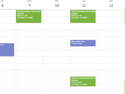 Synchronisez l'agenda des entraînements Marche Nordique Loisir avec votre agenda Google