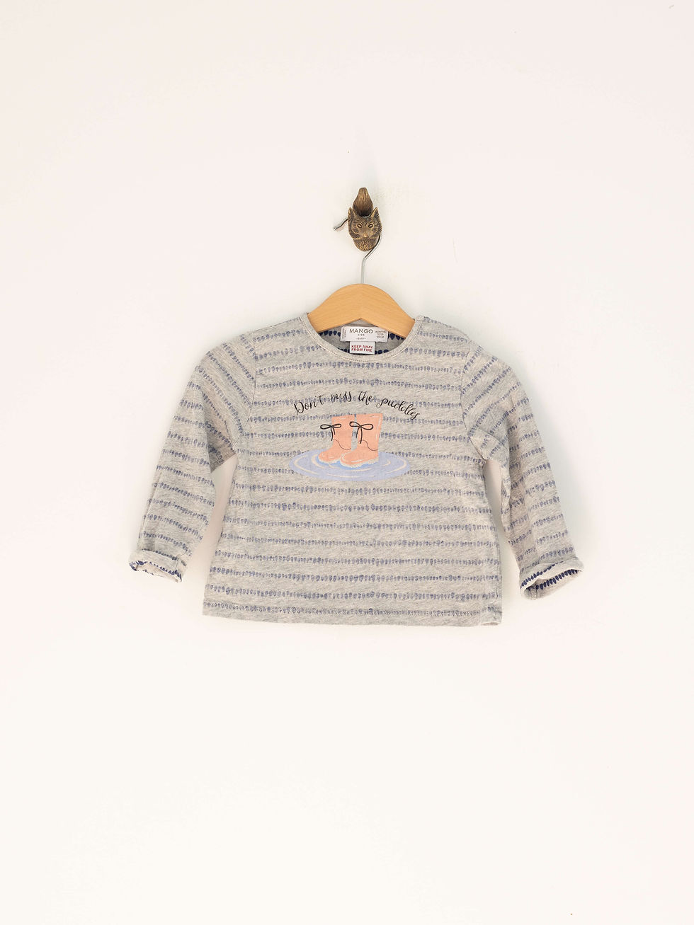 Product: 12-18 חודשים | טי-שירט אפורה מגפיים בשלולית | MANGO