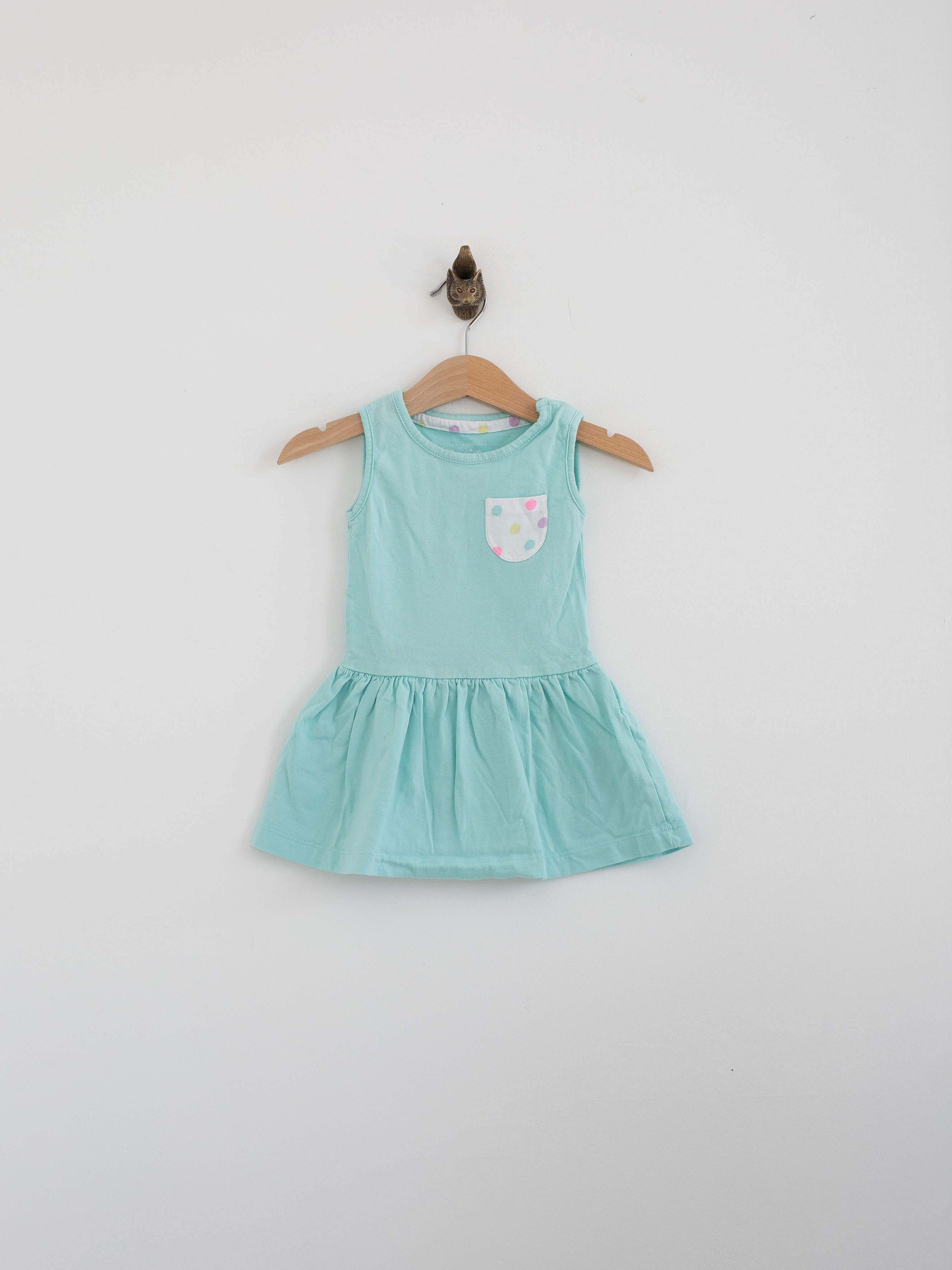 שמלת קיץ תינוקות בצבע טורקיז עם כיס