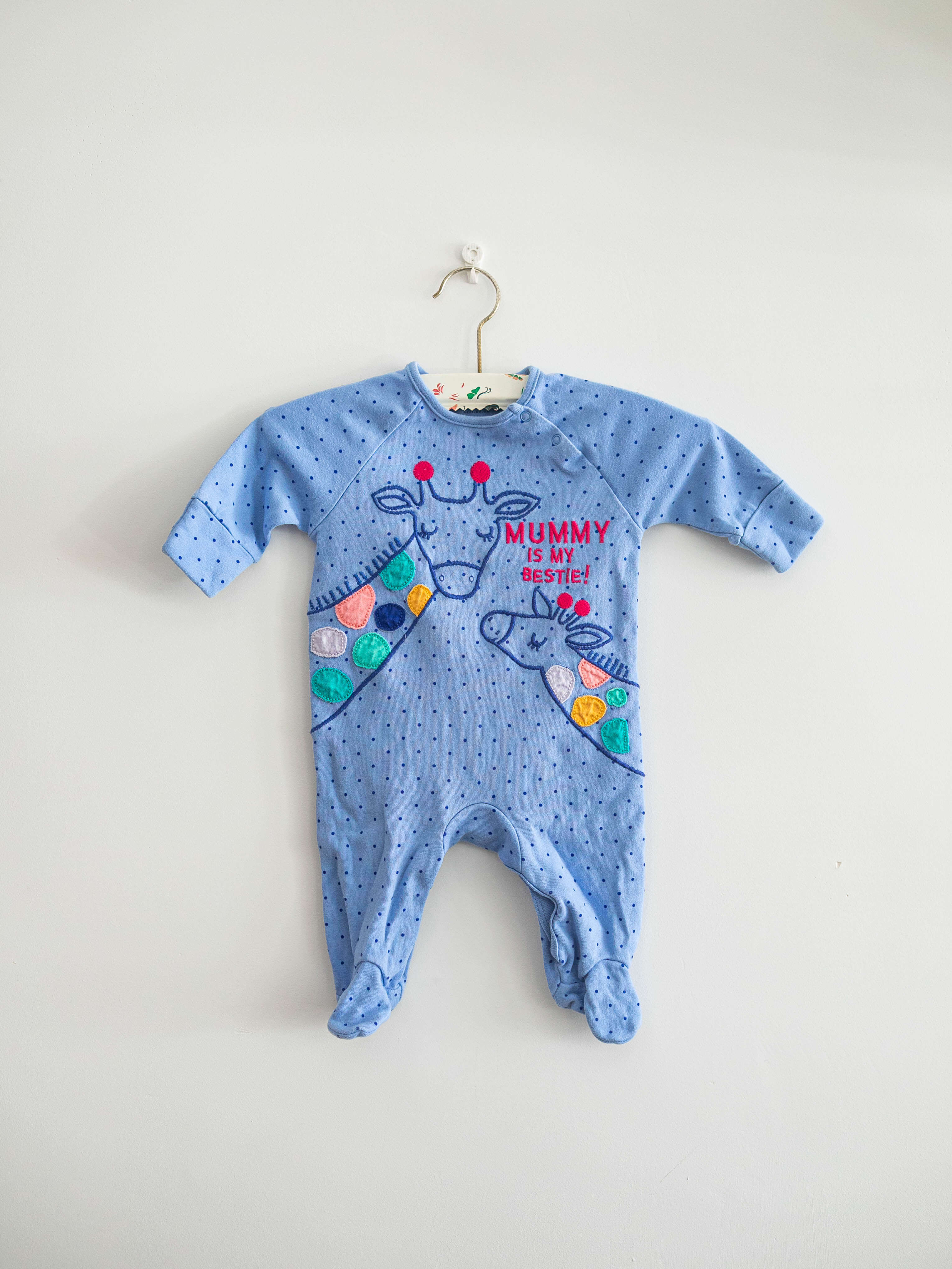 מידה 0-3 חודשים | אוברול וונזי ארוך מלא כחול ג׳ירפות | NEXT