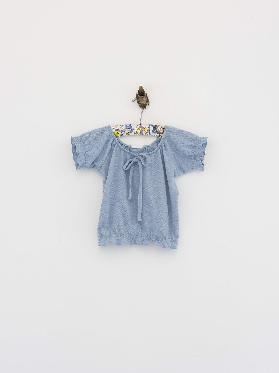 מידה 8 | חולצת קרפ חגיגית כחולה קשירה בצווארון | HONIGMAN