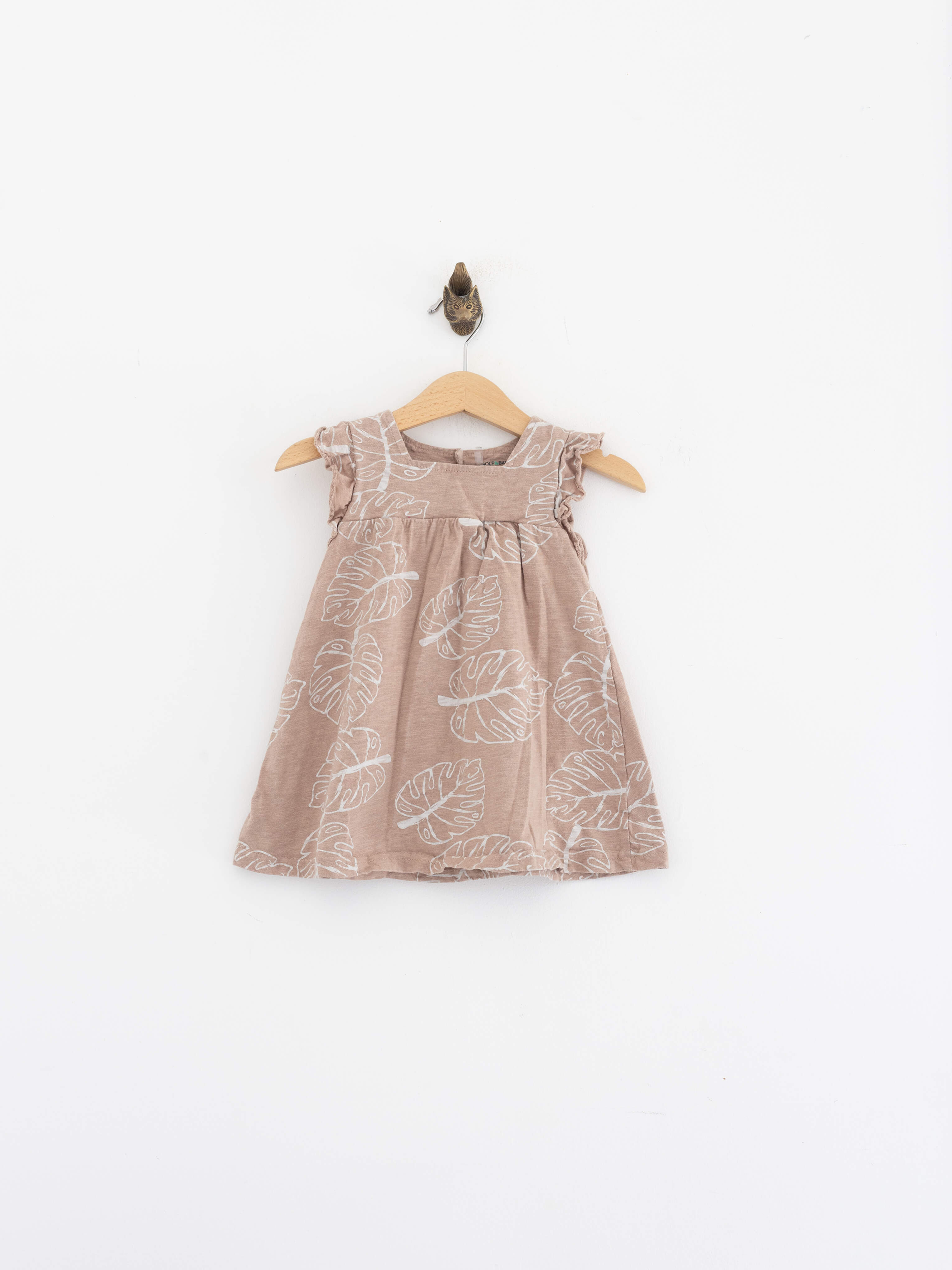 12-18 חודשים | שמלת טריקו שרוולי מלמלה עלים גדולים | GOLF BABY