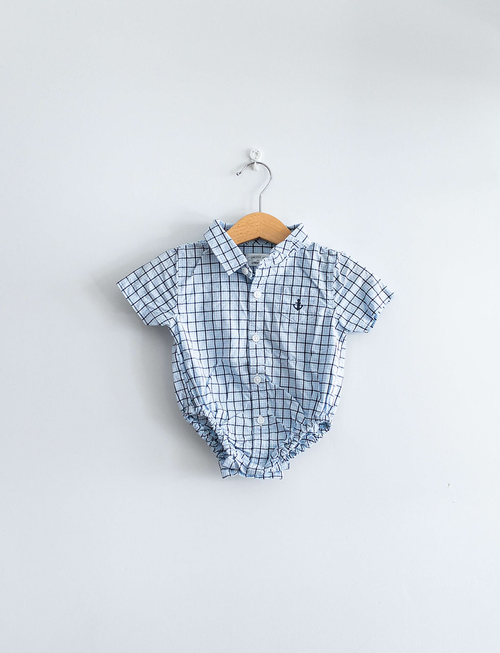 מידה 3-6 חודשים | אוברול וונזי שרוול קצר מכופתרת משבצות | GYMBOREE