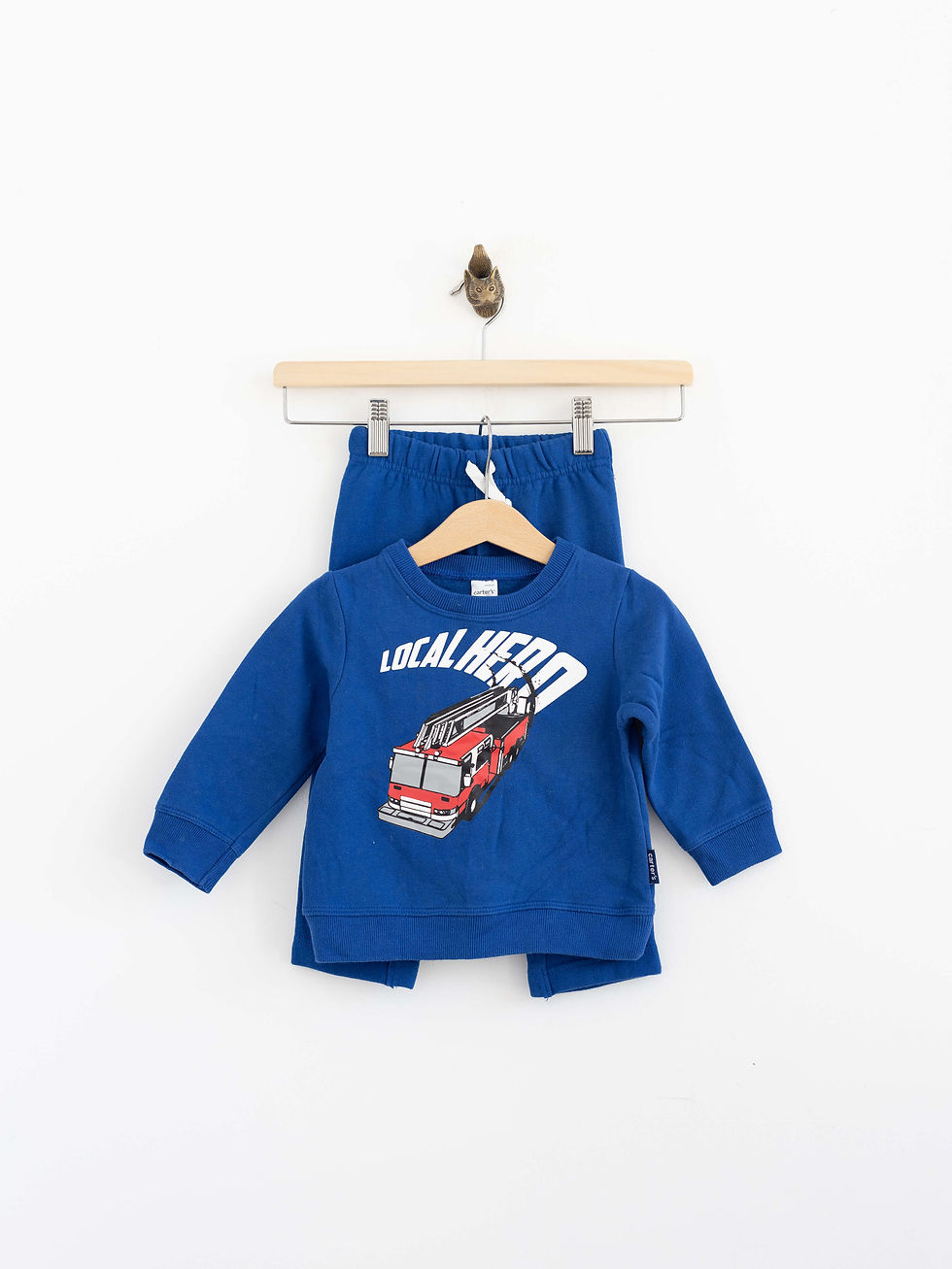 מידה 2 | סט סווטשירט ומכנסי טרנינג כחול משאית כיבוי אש | Carter's