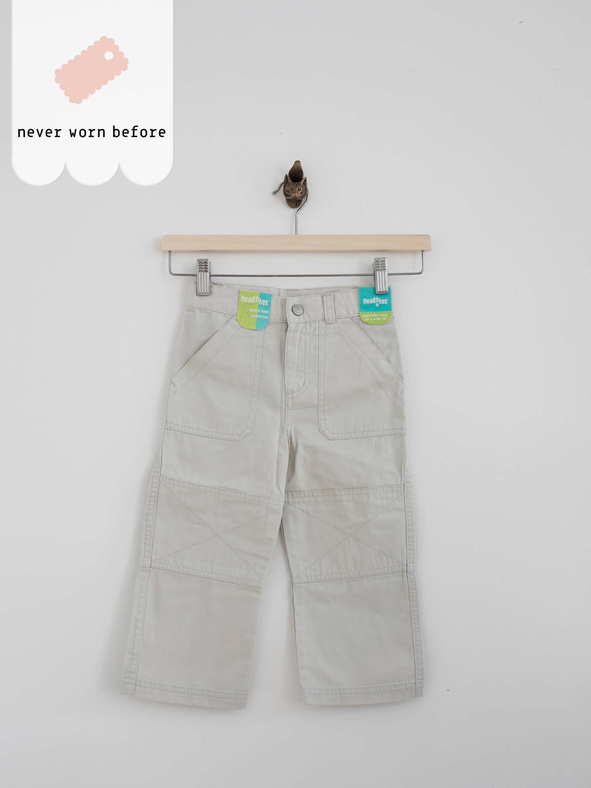 חדש עם טיקט מידה 3-4 מכנסי קרגו חאקי בהיר