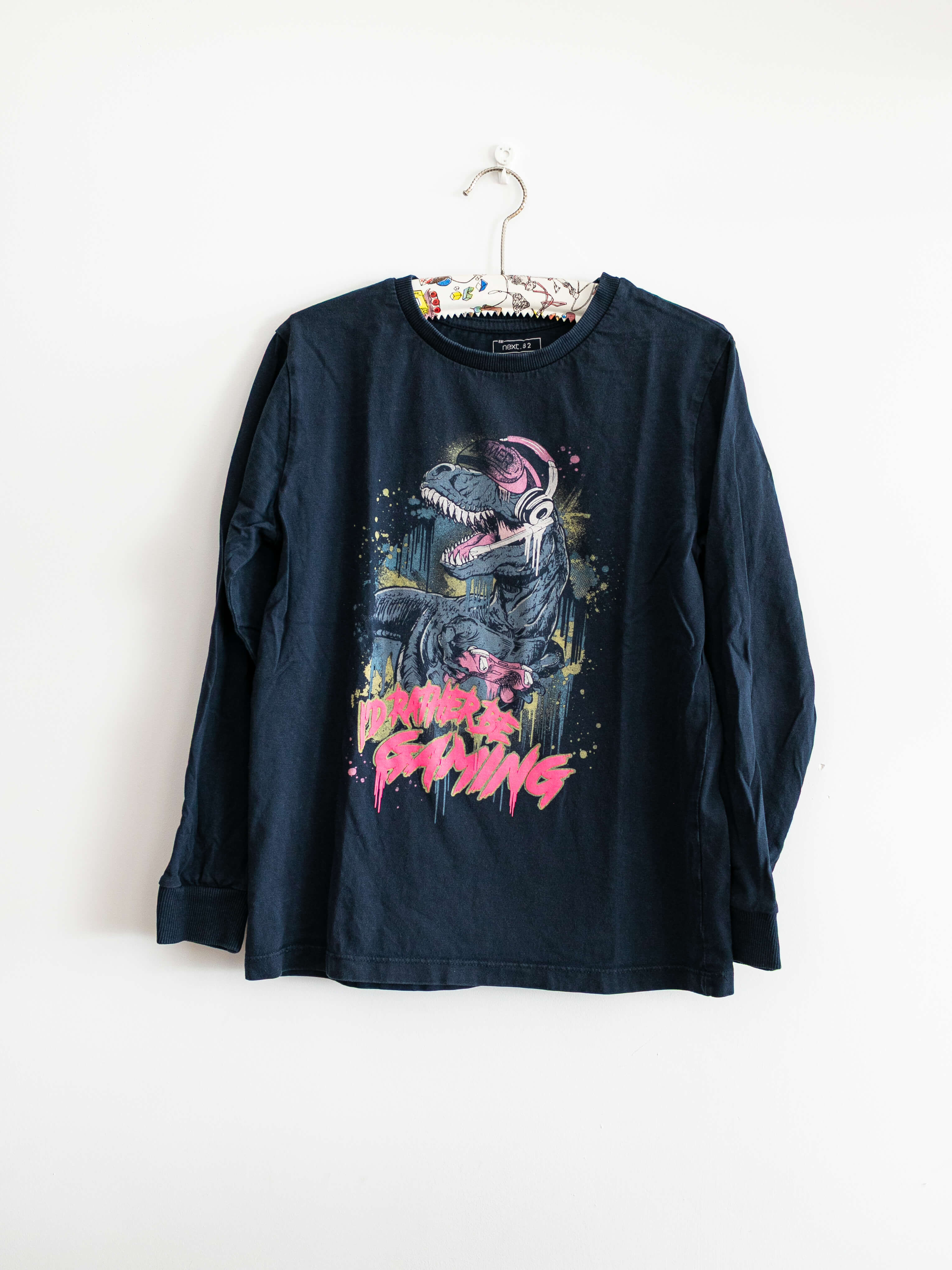 מידה 9 | טי-שירט ארוכה כחול כהה דינוזאור | NEXT