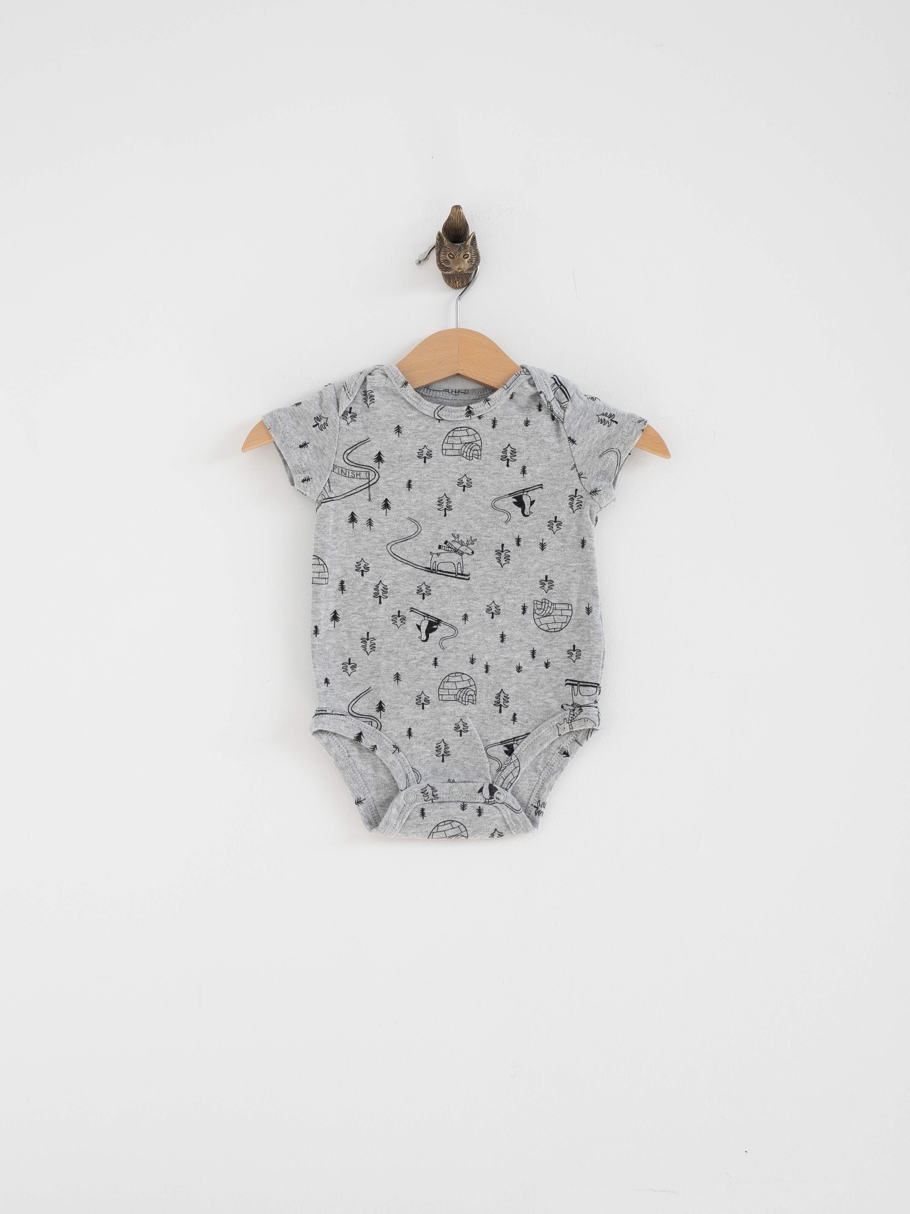 אוברול תינוק אפור עם הדפס חמוד