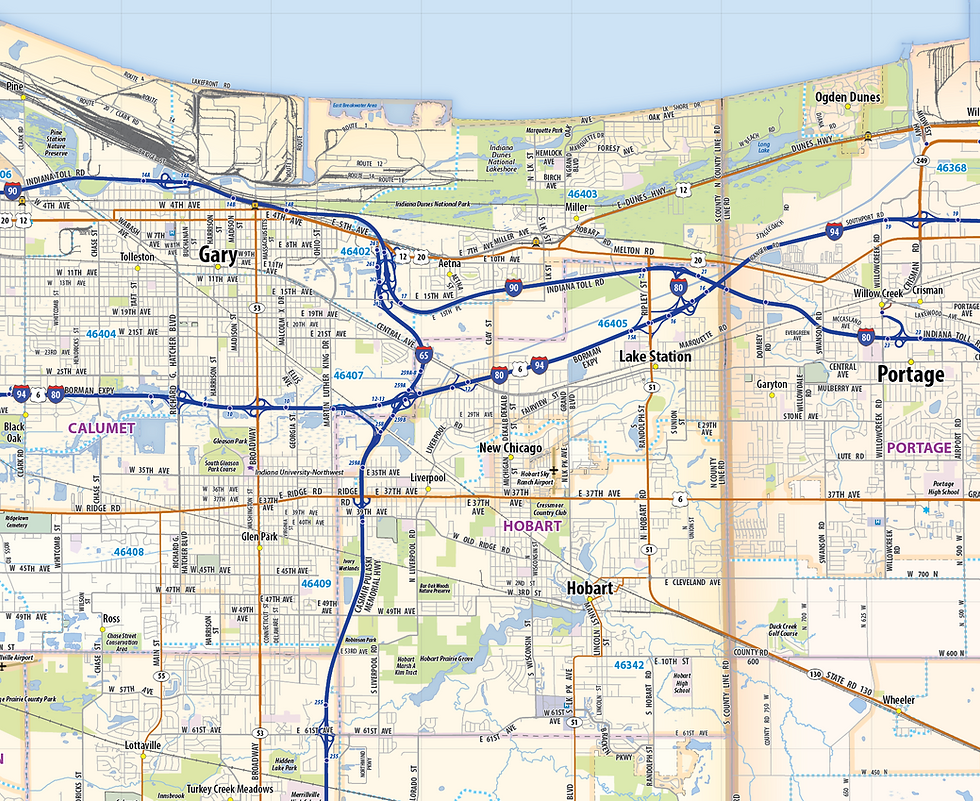 Thumbnail: Northwest Indiana Laminated Wall Map