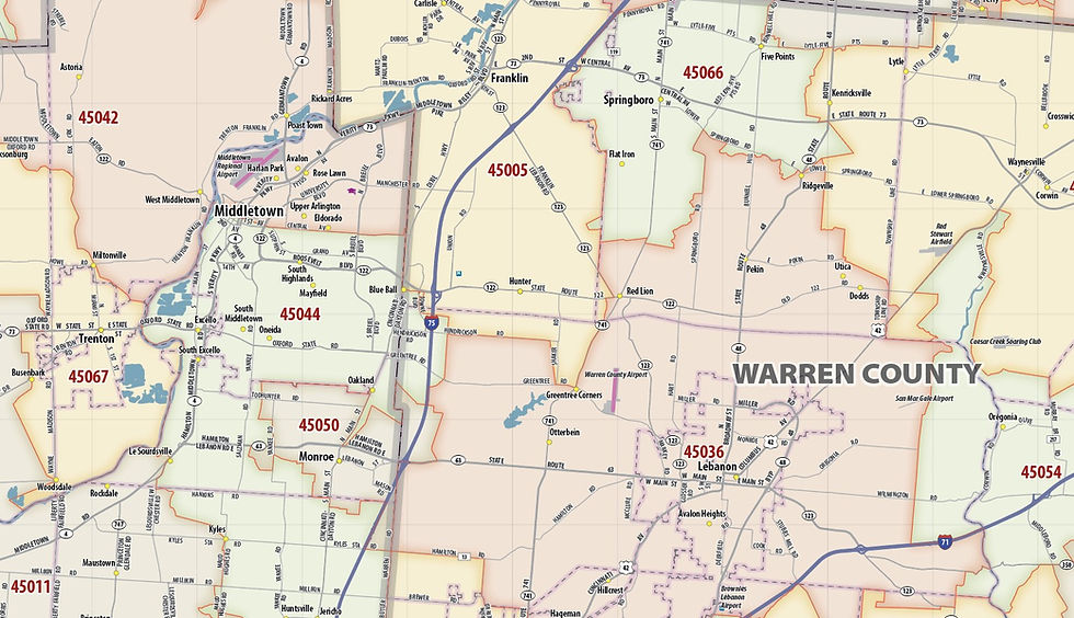 Thumbnail: Cincinnati Metro Area ZIP Code Laminated Wall Map