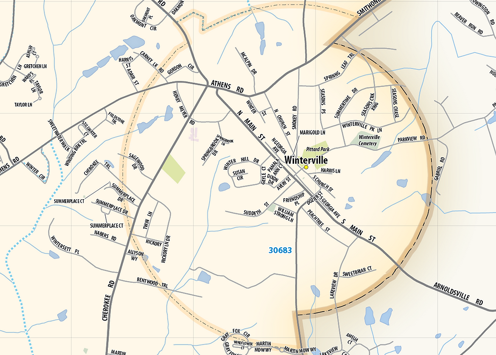 Thumbnail: Athens, Georgia Laminated Wall Map
