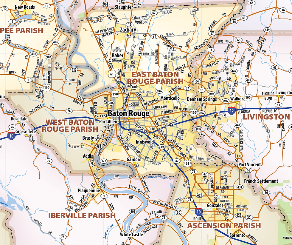 Thumbnail: Houston to New Orleans Laminated Wall Map