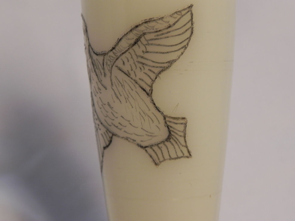 Thumbnail: Ivory Acrylic Belle with schrimshawed duck