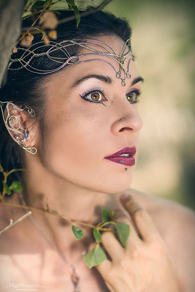 girlwearing Elven Rose Design jewelry
